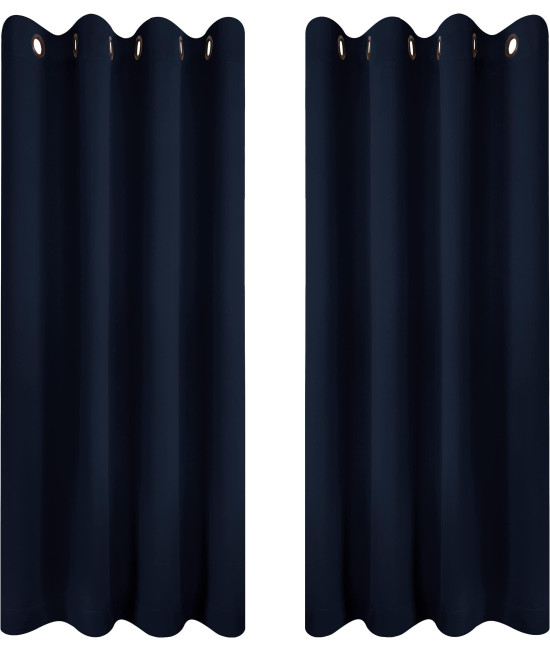 Utopia Bedding 2 Panels Eyelet Blackout curtains Thermal Insulated for Bedroom, W46 x L54 Inches, Navy