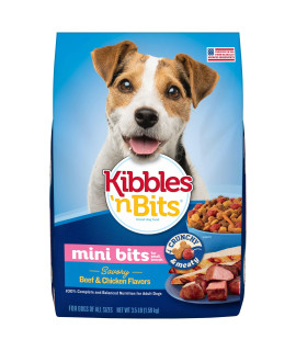 Kibbles 'N Bits Savory Beef & Chicken Flavors Small Breed Mini Bits Dry Dog Food, 3.5 Pound Bag (Pack of 4)