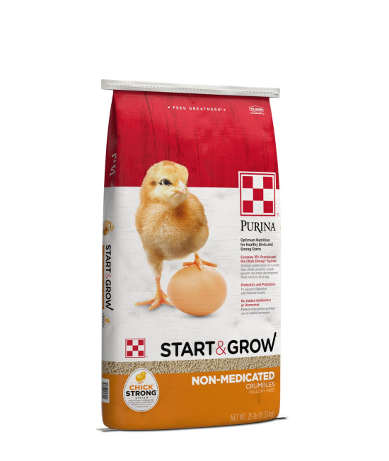 Purina Start and Grow Non-Medicated Chick Feed Crumbles Nutritionally Complete - 25 Pound (25 lb.) Bag