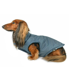DJANGO Puffer Dog Jacket and Reversible Cold Weather Dog Coat-Water-Repellent and Adjustable Dog Jacket with Windproof Protection, Easy-Access Leash Portal, and Velcro Closure (Medium, Twilight Blue)
