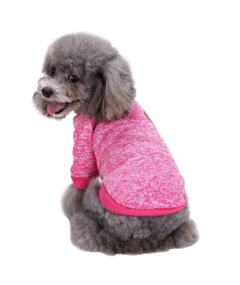 Jecikelon Pet Dog Clothes Dog Sweater Soft Thickening Warm Pup Dogs Shirt Winter Puppy Sweater for Dogs (Rose red, XS)