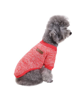 Jecikelon Pet Dog Clothes Dog Sweater Soft Thickening Warm Pup Dogs Shirt Winter Puppy Sweater for Dogs (Red, S)