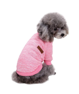 Jecikelon Pet Dog Clothes Soft Thickening Warm Pup Dogs Shirt Winter Puppy Sweater (Pink, M)