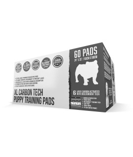Bulldoglogy Carbon Black Puppy Pee Pads with Adhesive Sticky Tape - Extra Large Charcoal Housebreaking Dog Training Wee Pads (24x35) (60-Count, Black)