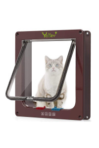 Ycozy Cat Doors (Outer Size 7.9 x 7.6) 4-Way Locking Indoor Pet Door for Interior Exterior Doors, Weatherproof Cat Flap for Kittens & Doggies Easily Install on Door/Wall/Window