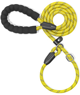 iYoShop 6 FT Durable Slip Lead Dog Leash with Padded Handle and Highly Reflective Threads, Dog Training Leash, (Medium/Large, 35~120 lbs., Yellow)