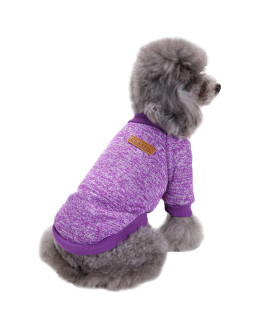 Jecikelon Pet Dog Clothes Dog Sweater Soft Thickening Warm Pup Dogs Shirt Winter Puppy Sweater for Dogs (Purple, XXS)