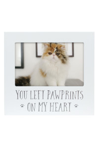 Pearhead You Left Pawprints on my Heart Pet Keepsake Picture Frame, Dog or Cat Photo Frame for Pet Owners, Pet Memorial Frame, 4x6 Photo Insert, Sympathy Gift, White