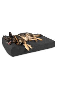 Big Barker Orthopedic Dog Bed w/Headrest - 7?Dog Bed for Large Dogs w/Washable Microsuede Cover - Elevated Dog Bed Made in The USA w/ 10-Year Warranty (Headrest, XL, Charcoal Gray)