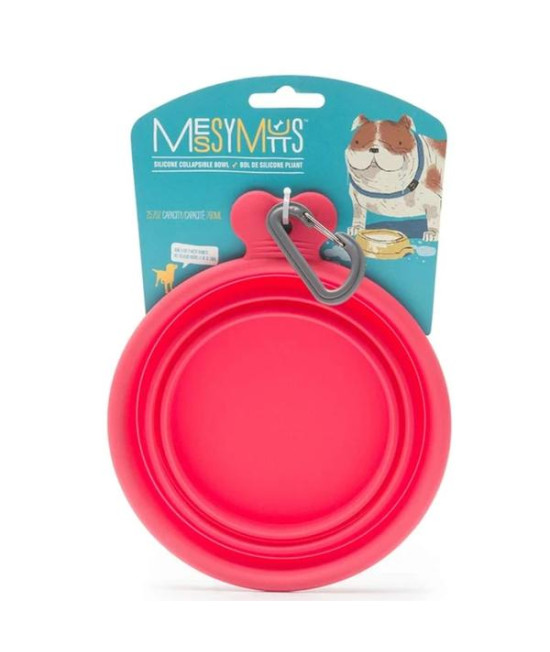 Messy Mutts Dog Collapsible Bowl Red 1.5 Cup