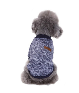 Jecikelon Pet Dog Clothes Dog Sweater Soft Thickening Warm Pup Dogs Shirt Winter Puppy Sweater for Dogs (Navy Blue, XXS)