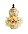 Bling Dog Dress Tutu Skirt Flower Dog Pet Cat Luxury Princess Wedding Dress Summer Dog Chihuahua Clothes (XL, Gold)