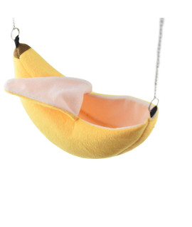 FLAdorepet Banana Hamster Bed House Hammock Small Animal Bed House Cage Nest Hamster Accessories (S(8*3*3.5), Yellow)