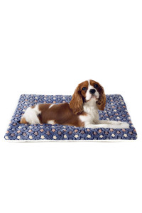 Mora Pets Dog Bed Crate Pad Ultra Soft Pet Bed with Cute Star Print Washable Crate Mat for Large Medium Small Dogs Reversible Fleece Dog Crate Kennel Mat Cat Bed Liner 23 x 18 inch Dark Blue