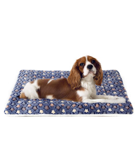 Mora Pets Dog Bed Crate Pad Ultra Soft Pet Bed with Cute Star Print Washable Crate Mat for Large Medium Small Dogs Reversible Fleece Dog Crate Kennel Mat Cat Bed Liner 23 x 18 inch Dark Blue