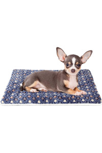 Mora Pets Dog Bed Crate Pad Ultra Soft Pet Bed with Cute Star Print Washable Crate Mat for Large Medium Small Dogs Reversible Fleece Dog Crate Kennel Mat Cat Bed Liner 21 x 12 inch Dark Blue