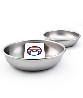 Stainless Steel Cat Bowls for Food & Water by Americat - Made in USA - Dishwasher Safe, Human Grade, Whisker Friendly Dishes (2 Bowls)