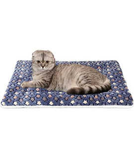 Mora Pets Cat Bed Dog Crate Pad Ultra Soft Pet Bed with Cute Star Print Washable Crate Mat for Small Dogs and Indoor Cats Reversible Fleece Kennel Pad Cat Carrier Mat 14 x 17.5 inch Dark Blue