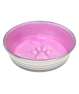 Loving Pets - Le BOL Dog Food Water Bowl Enamel ceramic Bowl No Tip Stainless Steel Pet Bowl No Skid Spill Proof (Large, Rose)