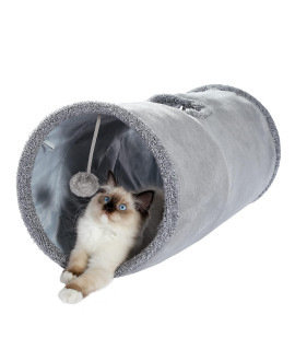 Onetour Ohana collapsible cat Tunnel Toy in Suede, cat Tunnels for Indoor cats Rabbits with 2 Holes and Suspended Ball Dia3067cm B078YJLHXc