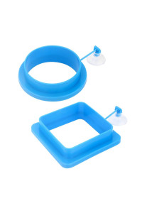 Senzeal 2X Fish Feeding Ring Round and Square Floating Food Feeder Circle with Suction Cup
