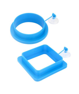 Senzeal 2X Fish Feeding Ring Round and Square Floating Food Feeder Circle with Suction Cup
