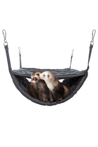 Niteangel Luxury Double Bunkbed Hammock, Fit 2 Adult Ferrets or 5 More Adult Rats Warm Plush Hanging Hammock Bed Hideout for Hamster Guinea Pig Rat Ferret Chinchill(Gray)