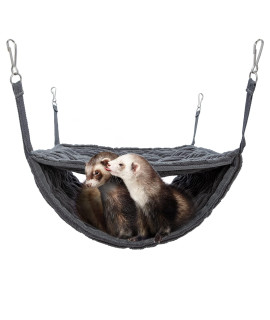 Niteangel Luxury Double Bunkbed Hammock, Fit 2 Adult Ferrets or 5 More Adult Rats Warm Plush Hanging Hammock Bed Hideout for Hamster Guinea Pig Rat Ferret Chinchill(Gray)