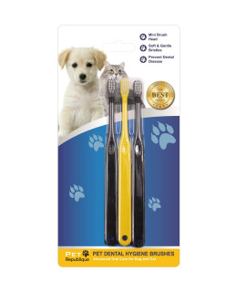Pet Republique Mini Toothbrush for cats and Dogs Set of 3 - cat Toothbrush, Small Dog Toothbrush - Designed for cat, Kitten, Puppy, and Small Dog Like chihuahuas, Yorkshire, and Poodle