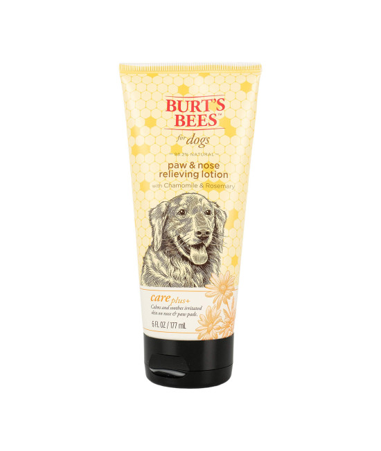 Burt's Bees for Pets Care Plus+ Natural Hydrating Dog Grooming Paw & Nose Lotion Dog Paw & Nose Lotion for Relieving Rough Paw Pads and Noses Made in the USA 6 Fl Oz (Pack of 1)
