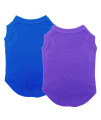 Shirt for Cat Kitten Puppy, Chol&Vivi Cat T-Shirt Clothes Soft and Thin, 2pcs Blank Shirt Clothes Fit for Extra Small Medium Large Extra Large Size Cat Puppy, Extra Small Size, Blue and Purple