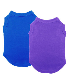 Shirt for Cat Kitten Puppy, Chol&Vivi Cat T-Shirt Clothes Soft and Thin, 2pcs Blank Shirt Clothes Fit for Extra Small Medium Large Extra Large Size Cat Puppy, Extra Small Size, Blue and Purple
