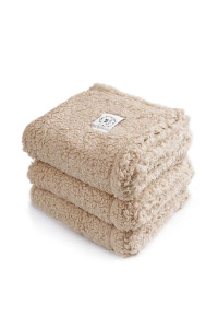 1 Pack 3 Calming Blankets Fluffy Premium Fleece Pet Blanket Soft Sherpa Throw for Dog Puppy Cat Beige Medium (30 x20'')