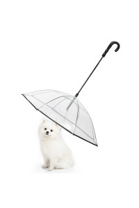Dog Umbrella for Small Dogs Self-Assembly Pet Umbrella with Chain Leash Doggie Rain Snow Day Walking Umbralla, Easy Assemble, Clear Umbrella Surface