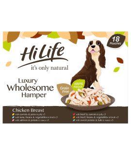 HiLife Its Only Natural Luxury Dog Food The Wholesome Hamper, 36 x 100g Pouches