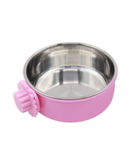 DEVILMAYCARE Pet Feeder Dog Bowl Stainless Steel Food Hanging Bowl Crates Cages Dog Parrot Bird Pet Drink Water Bowl Dish Accessory (S: 4.5''x2'', Pink)