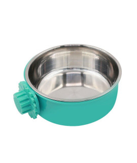 DEVILMAYCARE Pet Feeder Dog Bowl Stainless Steel Food Hanging Bowl Crates Cages Dog Parrot Bird Pet Drink Water Bowl Dish Accessory (L: 6''x2.2'', Green)