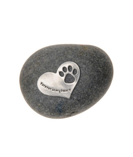 Quotable Cuffs Pet Memorial Forever in My Heart Paw Print Stone for Dogs or Cats - Sympathy Remembrance Stone by Whitney Howard Designs