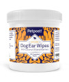Petpost Dog Ear Cleaner Wipes - 100 Ultra Soft Cotton Pads in Coconut Oil Aloe Solution - Dog Ear Rinse & Cleanser