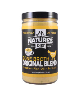 Nature's Diet Pet Bone Broth Protein Powder with Pumpkin, Fish Oil and Turmeric (Chicken, 16 oz = 159 Servings)