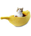 Petgrow Cute Banana Cat Bed House Large Size, Christmas Pet Bed Soft Cat Cuddle Bed, Lovely Pet Supplies for Cats Kittens Rabbit Small Dogs Bed,Yellow