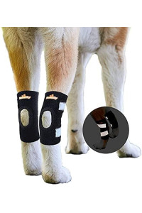 NeoAlly - Short Rear Leg Hock Brace, Dog Leg Brace for Rear Leg, Hock & Ankle Support, Dog Brace for Torn ACL & CCL, Dog Leg Sleeve with Reflective Straps, Medium, Black, 1 Pair