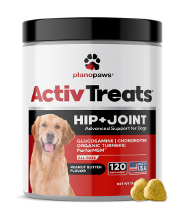Glucosamine for Dogs Hip and Joint Supplement - Safe Joint Support for Dogs - Dog Joint Supplement with Glucosamine Chondroitin MSM Turmeric for Dogs - 120 Joint Care Chews for Dogs ActivTreats