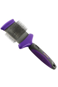 HERTZKO Double Sided Flexible Slicker Brush Removes Loose Hair, Tangles, and Knots, Flexible Head Contours on Your Pets Skin - Suitable for Dogs and Cats (Double Sided Brush)