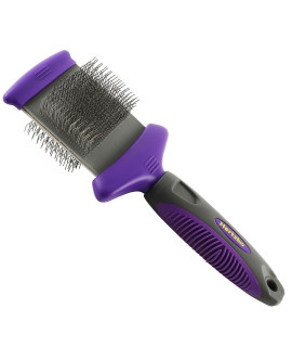 HERTZKO Double Sided Flexible Slicker Brush Removes Loose Hair, Tangles, and Knots, Flexible Head Contours on Your Pets Skin - Suitable for Dogs and Cats (Double Sided Brush)
