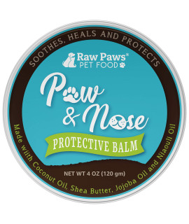 Raw Paws Paw & Nose Balm, 4-oz - Paw Wax for Dogs - Dog Paw Balm - Dog Paw Soother for Dogs - Cat Paw Balm - Natural Paw Balm for Dogs - Cat & Dog Paw Moisturizer - Paw Butter Balm for Dogs & Cats