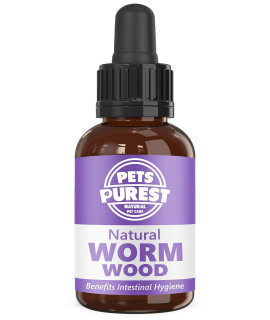 Pets Purest 100% Natural Wormwood Formula - Natural Alternative to Nasty chemical Products - Benefits Intestinal Hygiene - for Dogs, cats, Poultry, Birds, Ferrets, Rabbits & Pets (1-2 Year Supply)