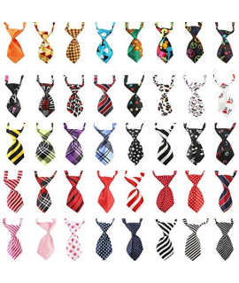 Segarty Small Dog Ties, 40 Pack Adjustable Pet Bow Ties Assorted Pattern for Small Dogs Cats Bowties Puppy Neckties Grooming Bows Festival Photography Holiday Party Valentine Costumes Birthday Gift