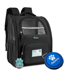 PetAmi Dog Backpack Carrier for Small Large Cat, Pet, Puppies, Ventilated Pet Hiking Backpack Travel Bag, Airline Approved Cat Backpack Carrier, Safety Back Support, Camping Biking Dog Bag, Black