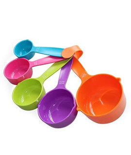 Rypet Pet Food Scoop Set of 5 - Measuring Cups and Spoons Set Plastic for Dog, Cat and Bird Food (Random Color)